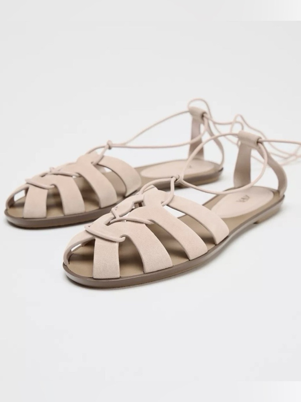 Zara Tied Split Leather Fisherman Sandals